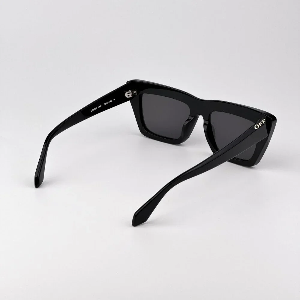 Off-White HAMPTON Men Sunglasses Black Cat Eye Frame Grey| Model OERI13L 1077